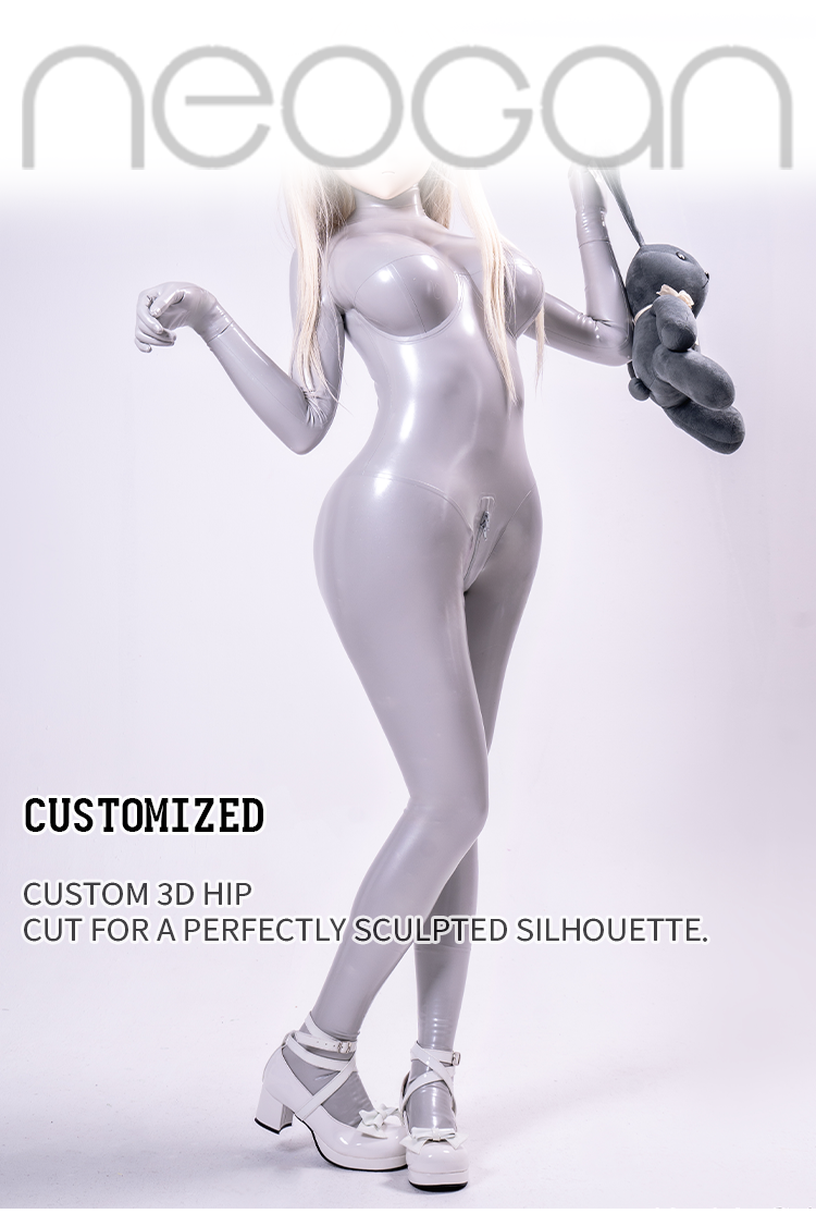 NEOGAN NS10 | Metallic Silver 100% Custom Fashion Latex Catsuit - InTheMask by Moli's