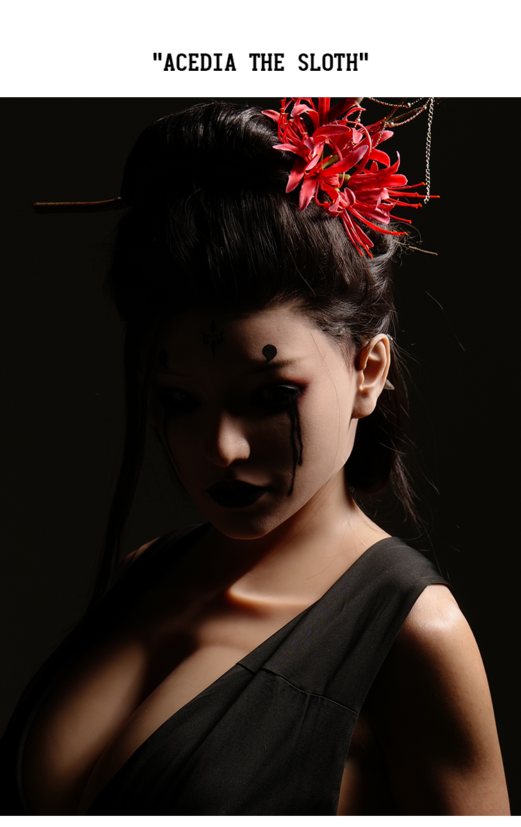 SecondFace by MoliFX "Acedia The Sloth" Spider Spirit 4th Sister makeup in black, featuring intricate sloth-inspired face art.