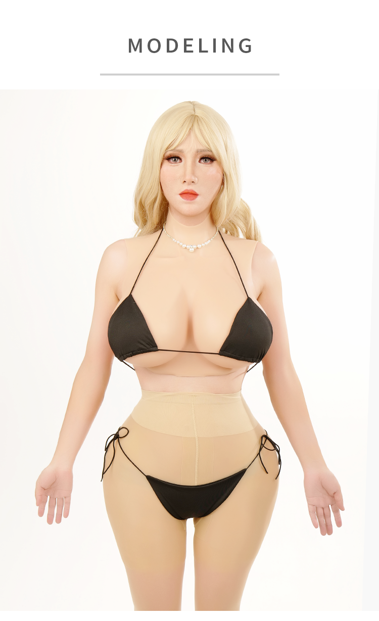 SecondFace Luxuria silicone breastplate with L cup size, realistic chest and skin tone for cosplay by Inthemask by Moli's.