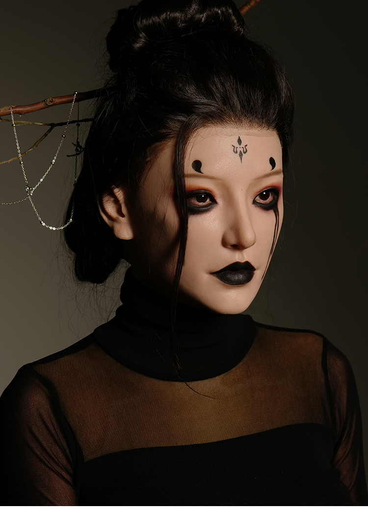 SecondFace MoliFX Acedia The Sloth Spider Spirit 4th Sister makeup with black and intricate details, part of BlackMythWukong collection.