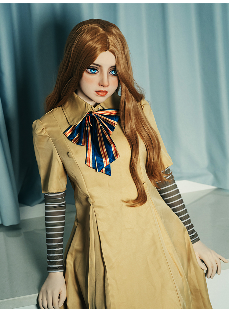 M3GAN style doll mask by SecondFace F03M, featuring realistic facial details and synthetic hair for costume or cosplay use.