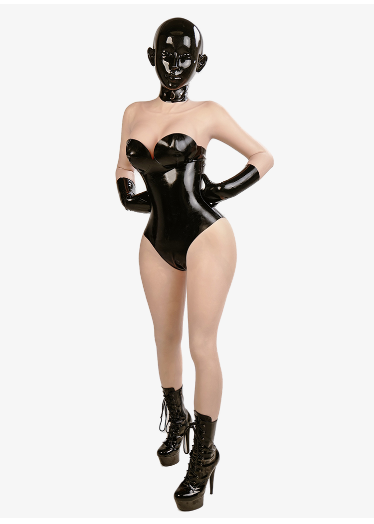 Black silicone face mask from NEOGAN x SecondFace, featuring a smooth obsidian rubber texture and realistic facial details.