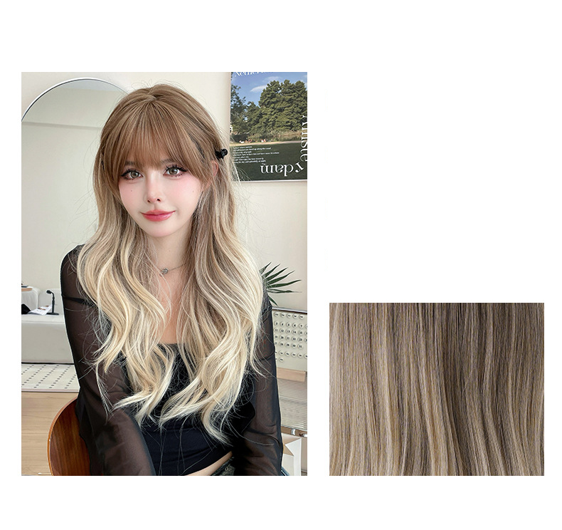 Long curly flaxen light brown wig by InTheMask by MOLIS, 67cm with gradient hair, showcasing soft, flowing curls.