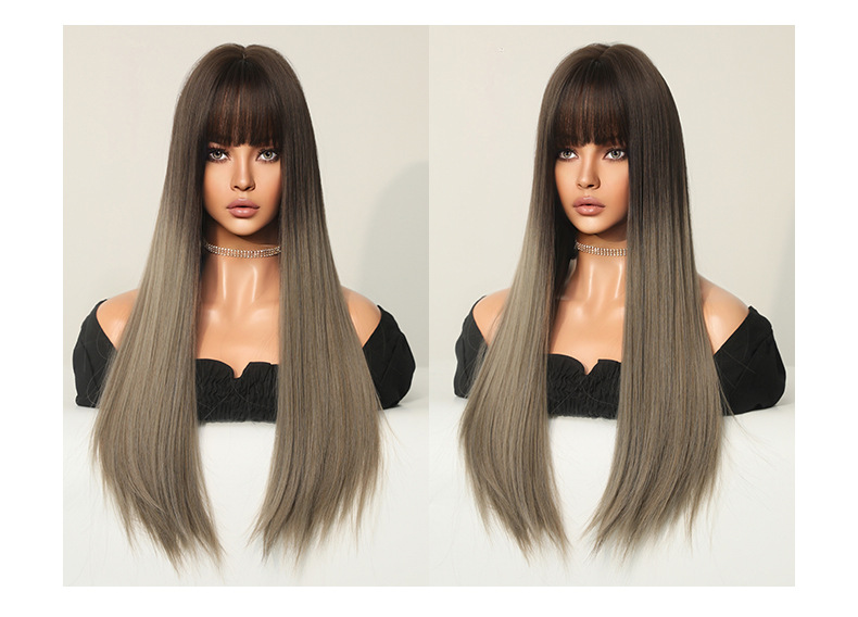 Long straight gradient color wig from InTheMask by MOLIS with extended length and natural straight hair appearance