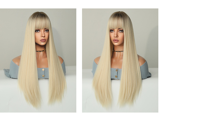 Long straight wig with gradient color from InTheMask by MOLIS, featuring extended length and smooth, sleek hair strands.