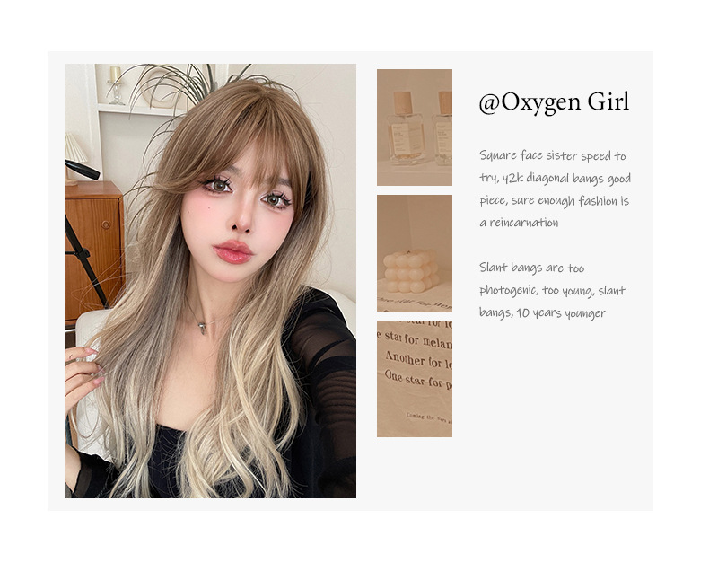 Long light brown gradient curly wig by InTheMask, 67cm, featuring natural-looking flaxen, voluminous curls for a stylish look.
