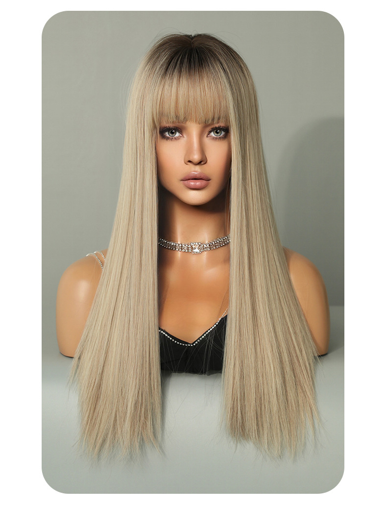 Long straight gradient color wig by InTheMask by MOLIS, featuring extended length and smooth, shiny hair.