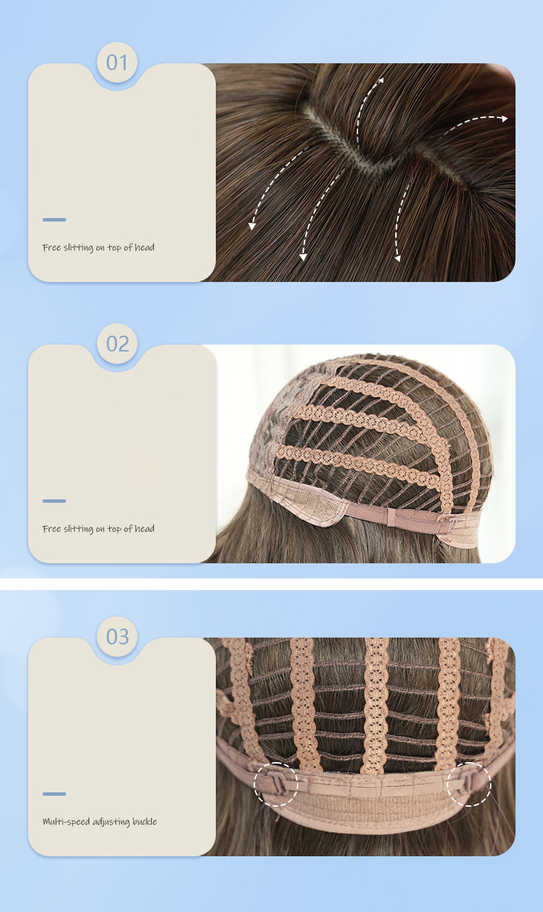 Long wavy off-white highlight wig by InTheMask by MOLIS, 55cm with gradient color and natural textured waves.
