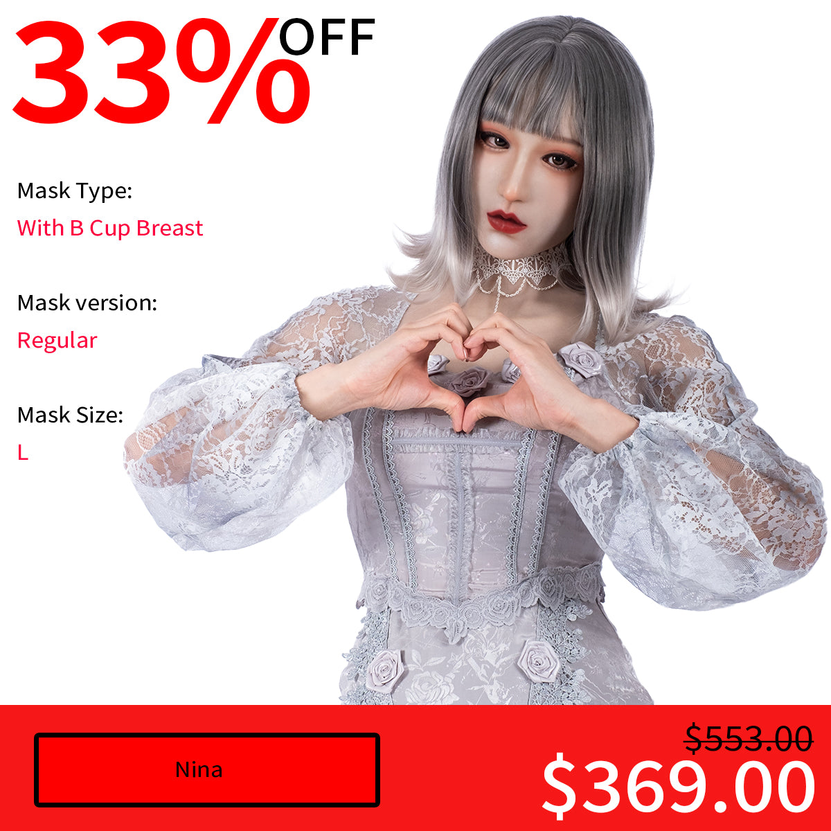 【Flash Sale 33% OFF】"Nina" The Silicone Mask Regular Version