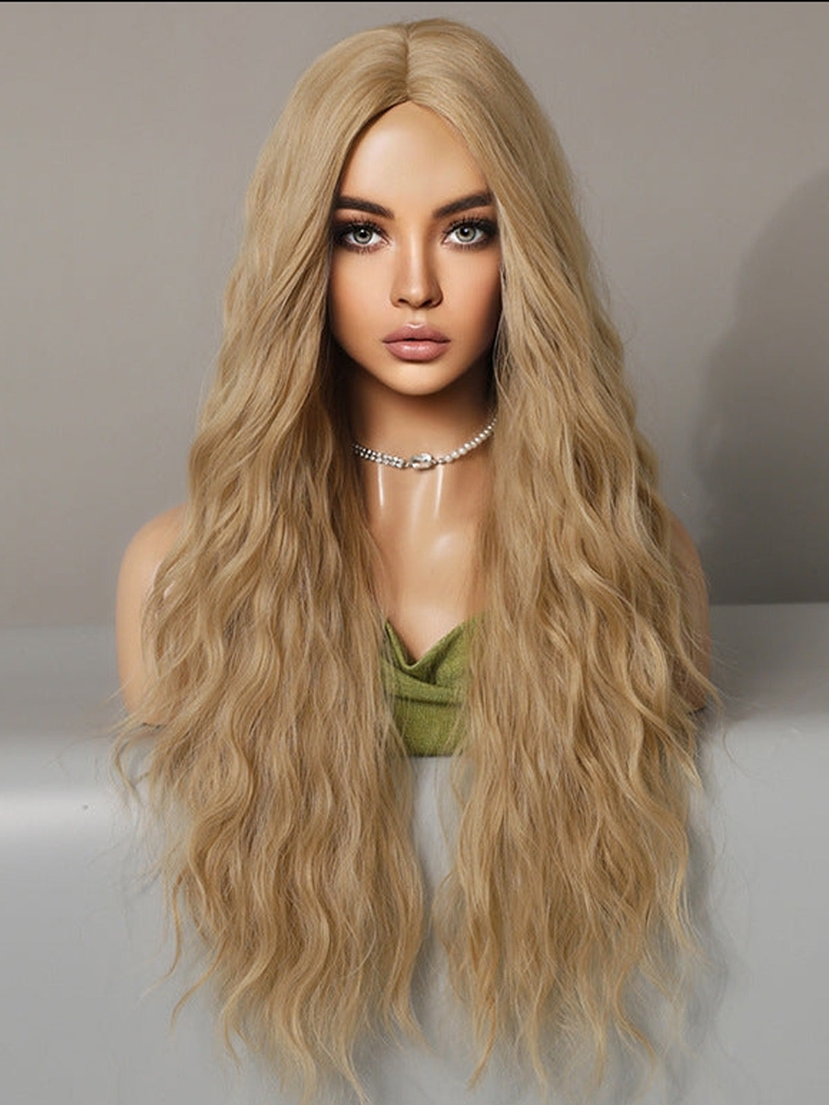 Long curly wool perm wig with middle part by InTheMask by MOLIS, showcasing voluminous, textured curls and natural hair appearance.