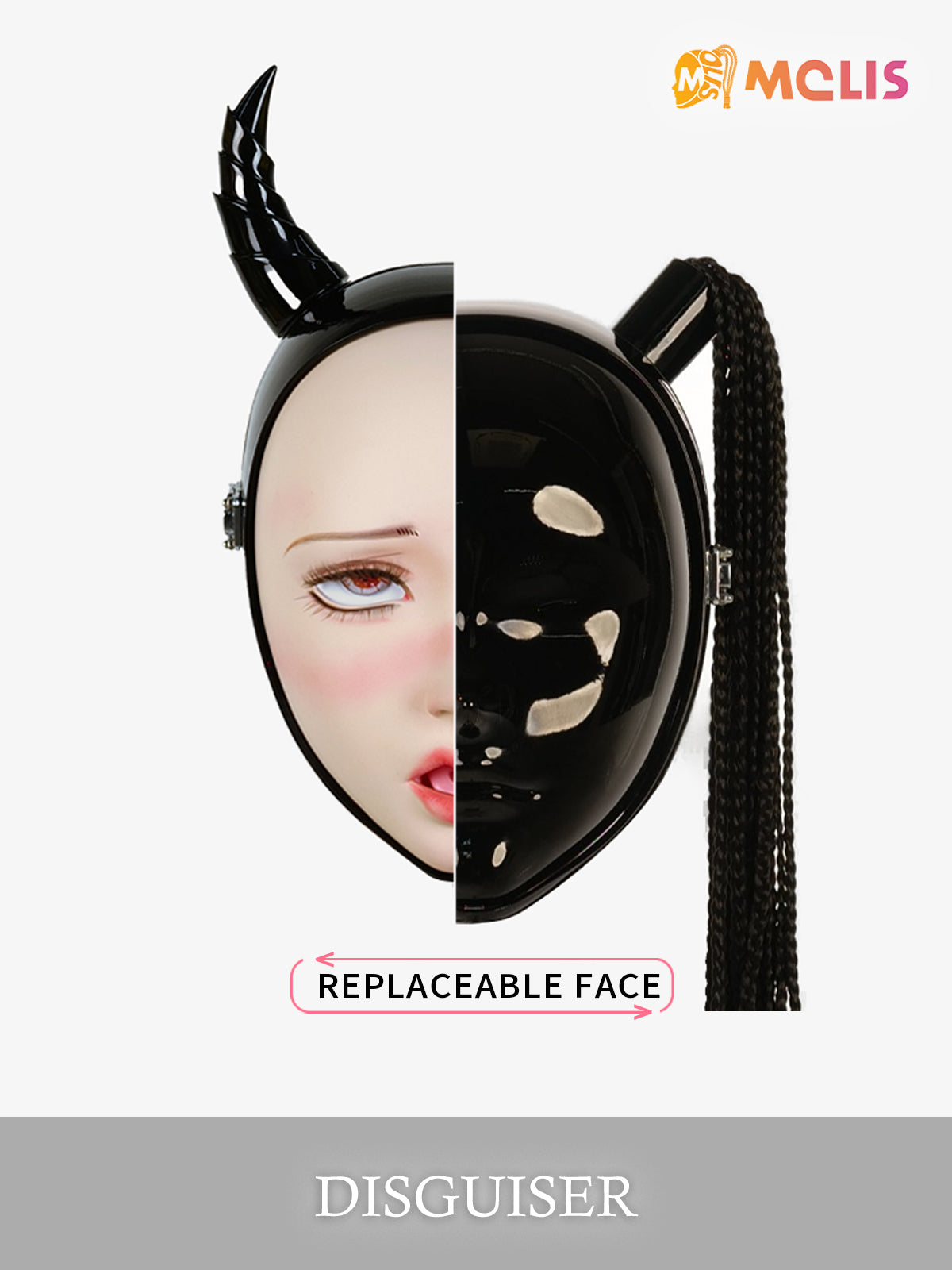 NEOGAN | "Disguiser" The Black Mask with 2 Ponytails & Padlocks - InTheMask by Moli's