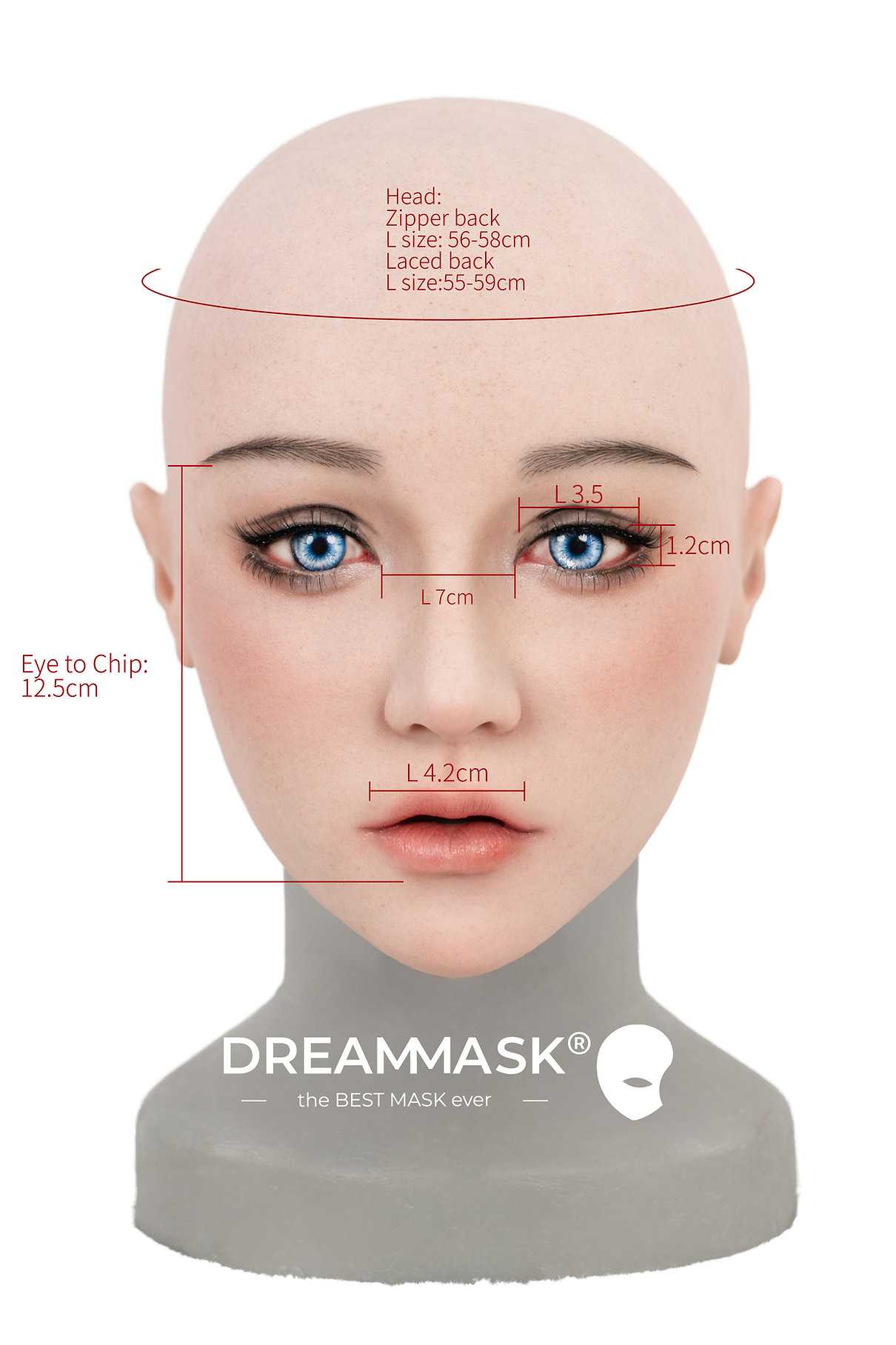 Elsa silicone doll mask by InTheMask by MOLIS, featuring realistic facial details and smooth silicone texture.