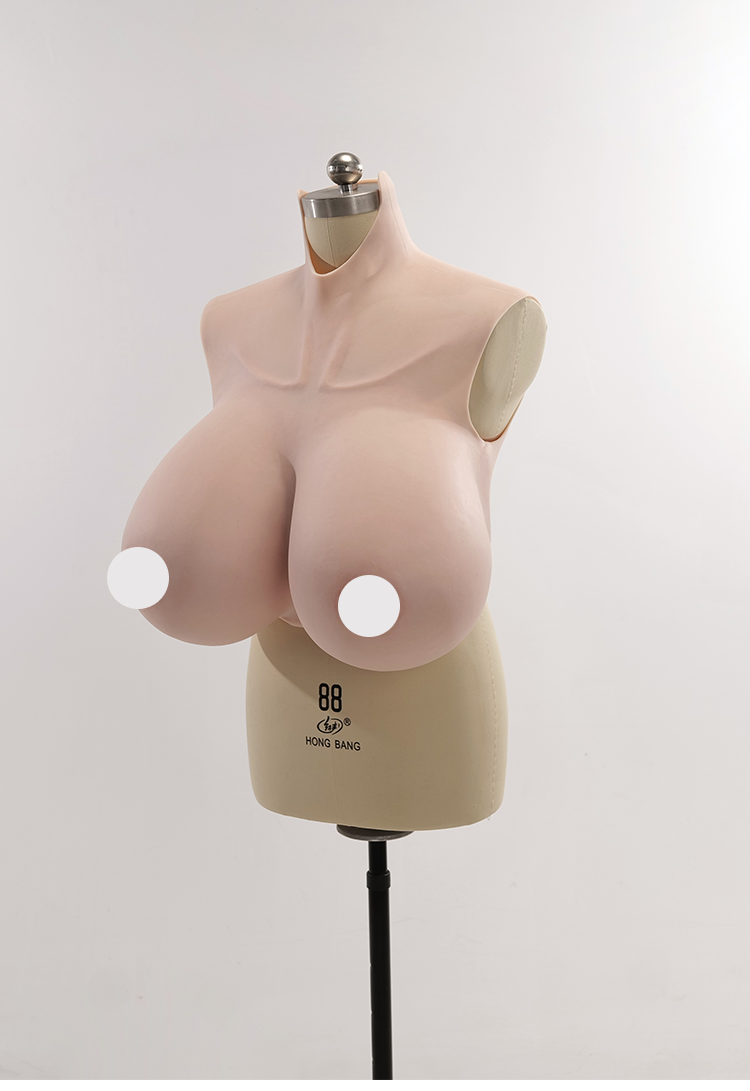 Silicone breastplate from InTheMask by MOLIS, X CUP size, designed for breast expansion, showing realistic-looking silicone breasts.