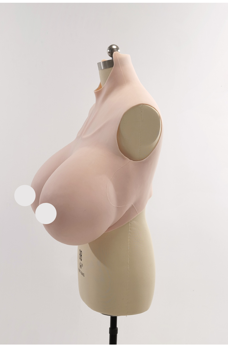 InTheMask MOLIS X CUP silicone breastplate for breast expansion, showcasing realistic large silicone chest prosthetic.