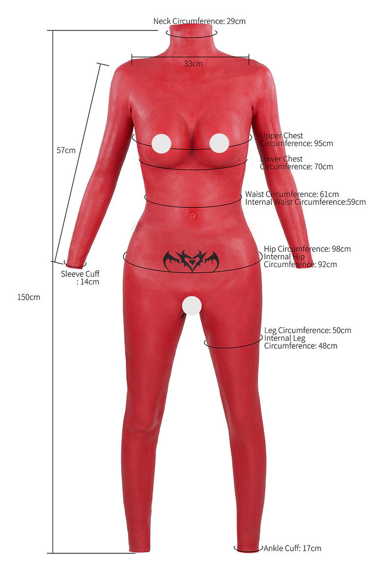 InTheMask by MOLIS DM03R Purgatori and bodysuit set featuring a dark, detailed costume with intricate design and bold red accents.