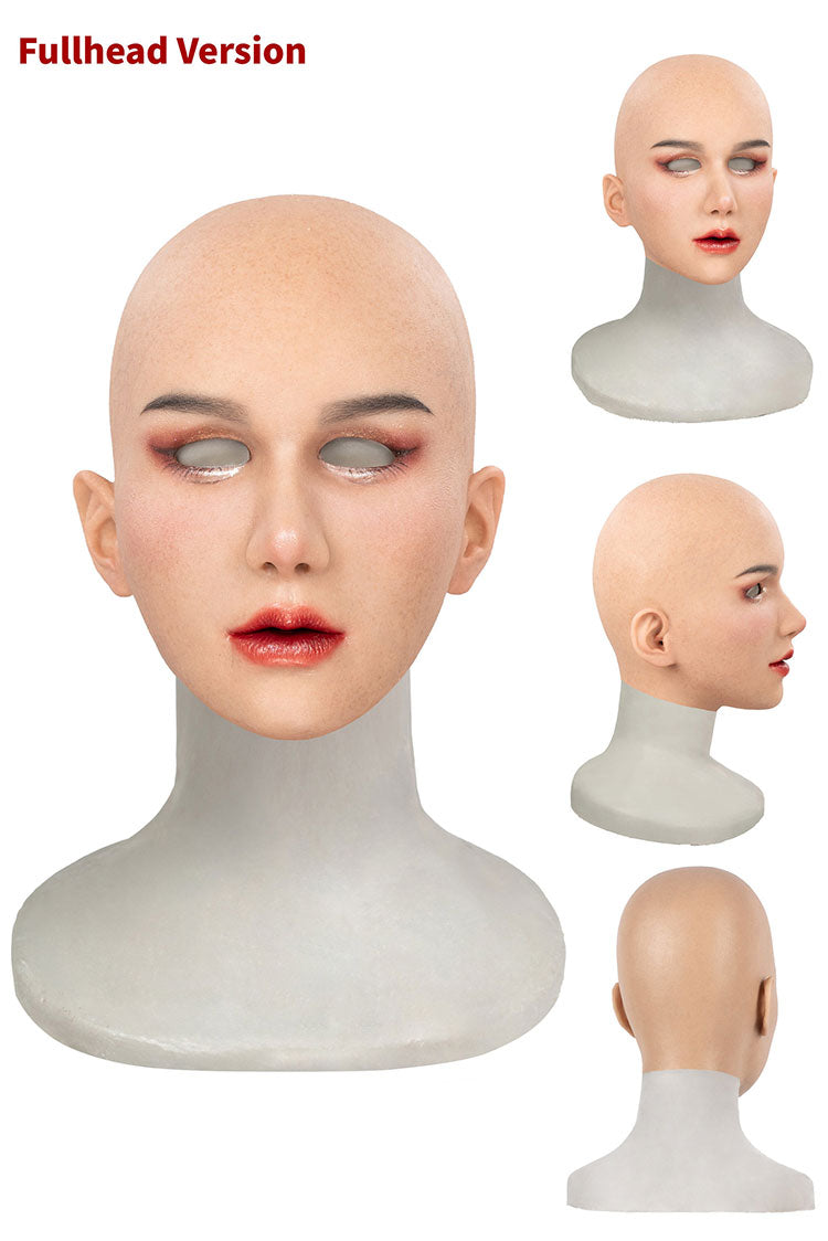 Realistic vanilla silicone mask from InTheMask by MOLIS, showing detailed facial features and smooth skin texture.