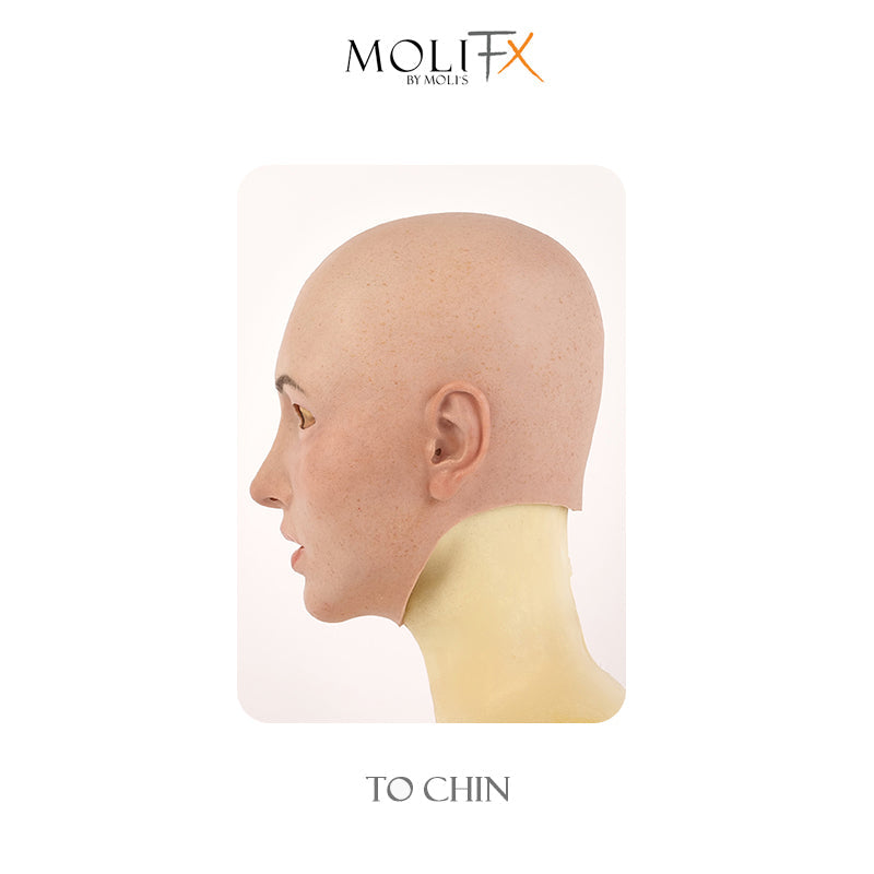 Silicone female mask from MoliFX Molly2 Oriental Beauty Style SFX-Level mask by Inthemask, showing detailed facial features.