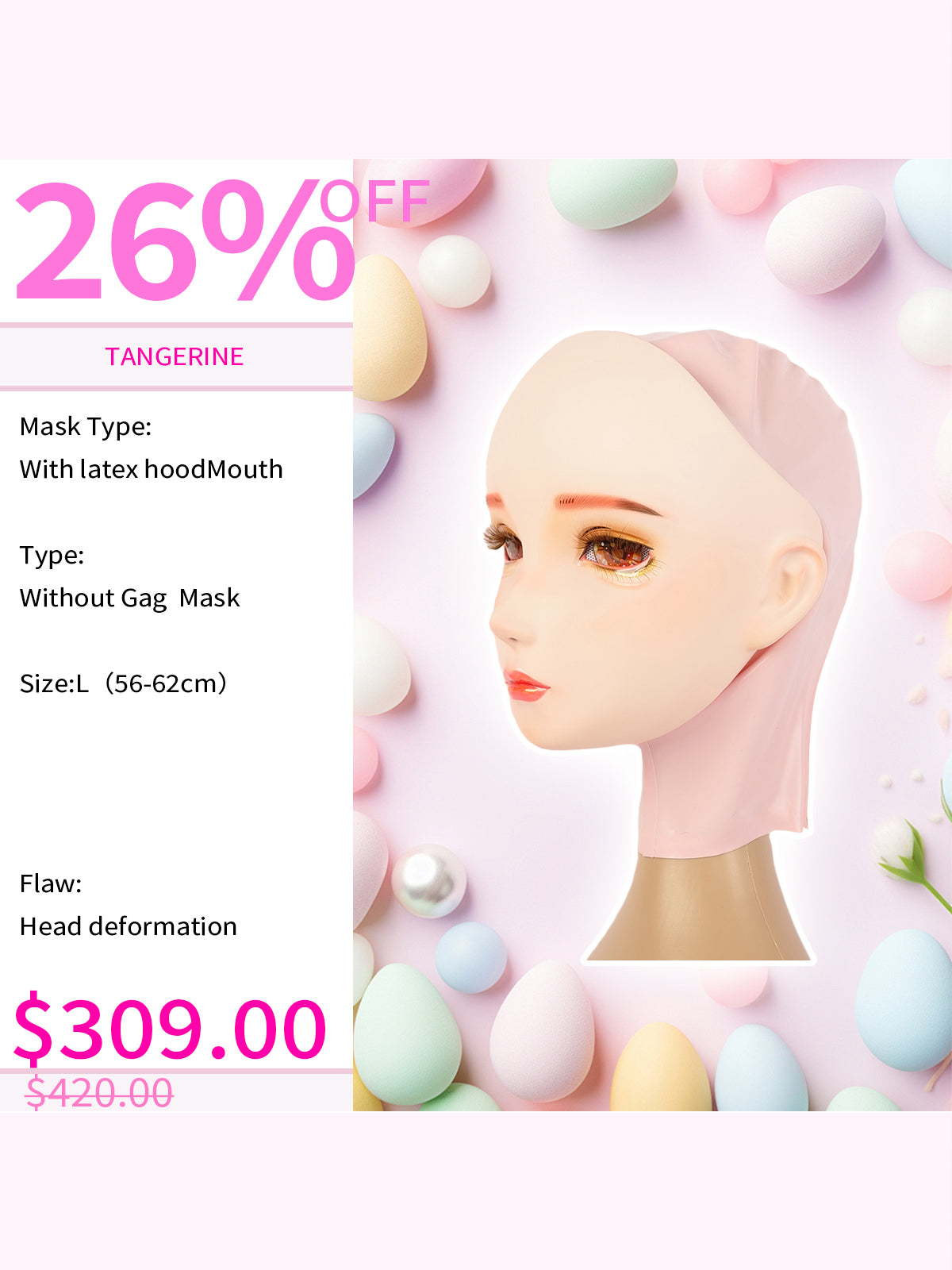【Flash Sale 26% OFF】NEOGAN | "Tangerine" The Female Doll Mask with Gag and Latex Hood D07 - InTheMask by Moli's