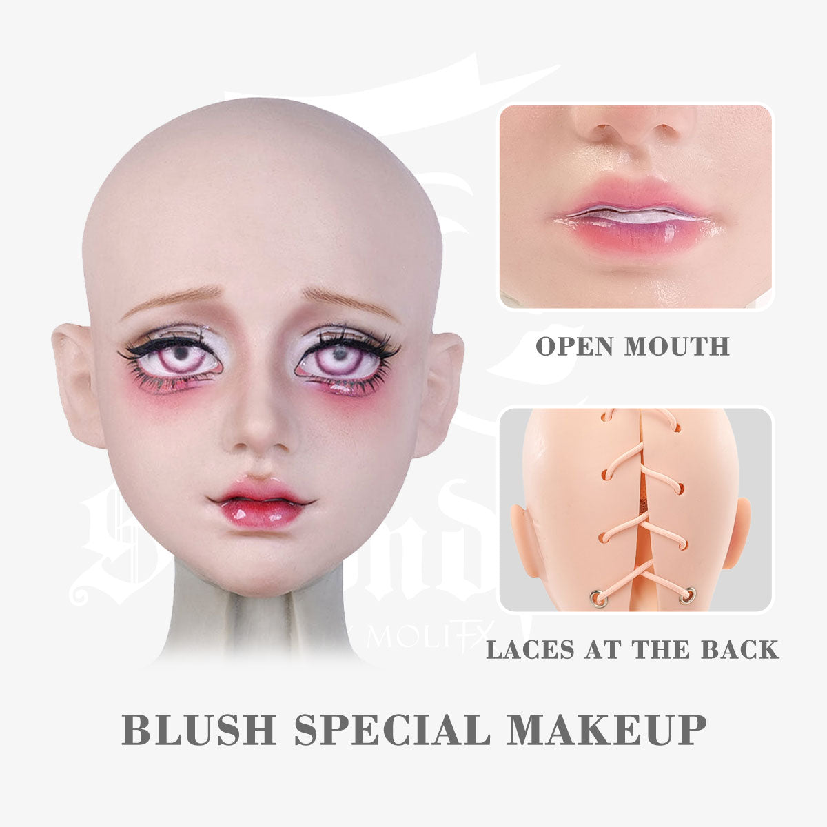 SecondFace "The Nun" silicone makeup mask by Inthemask, detailed facial mask with realistic nun features, blush effects, F03B style