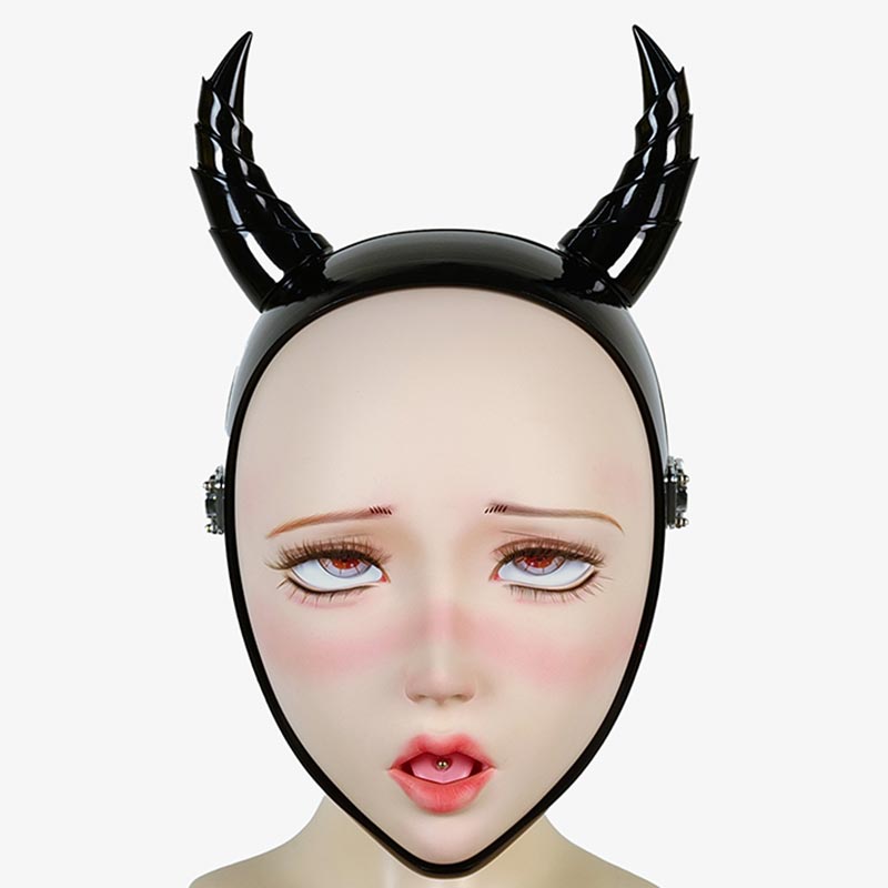 Black masquerade mask with two ponytails and padlocks, from NEOGAN's Disguiser collection by InTheMask by MOLIS.