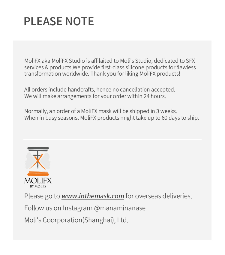 MoliFX | “Molly2” Shinjuku Makeup | SFX-Level Silicone Female Mask - InTheMask by Moli's