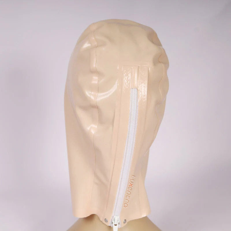 LUXENTRA NH10 | Latex Hood with Gag/Eye Holes Black and Baby Pink - InTheMask by Moli's