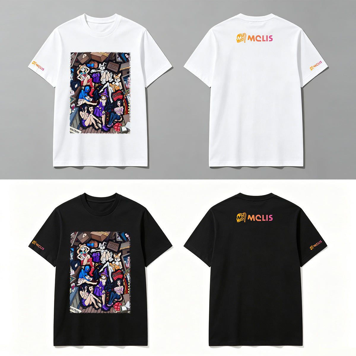 MOLIS New Summer Short Sleeve T-Shirt | Unisex Puzzle Print | Black & White
