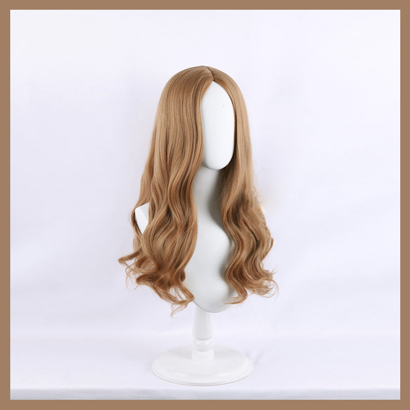SecondFace by MoliFX "M3GAN" ash blonde wavy wig with middle part, styled with soft waves, for cosplay or costume use.
