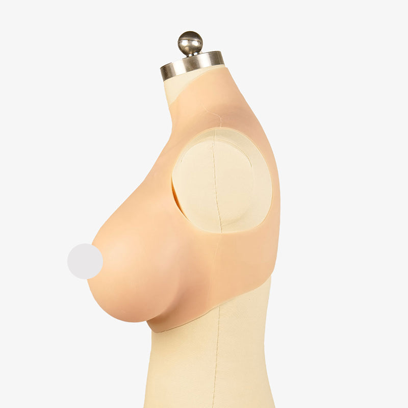 SecondFace Luxuria silicone breastplate with L cup size, realistic skin tone, and detailed chest features, designed for cosplay and costumes.