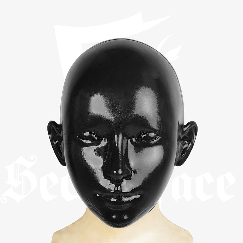 Black rubber silicone mask with realistic facial features from NEOGAN x SecondFace Obsidian collection, by InTheMask by Moli's.