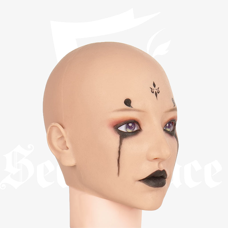 SecondFace by MoliFX Acedia the Sloth Spider Spirit makeup mask from Black Myth Wukong, featuring detailed black and gray design.