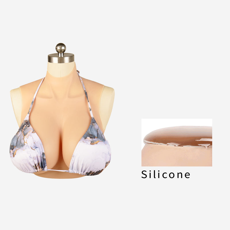 Silicone breastplate in L cup from SecondFace Luxuria collection by Inthemask by Moli's, showcasing realistic chest contour and skin tone.