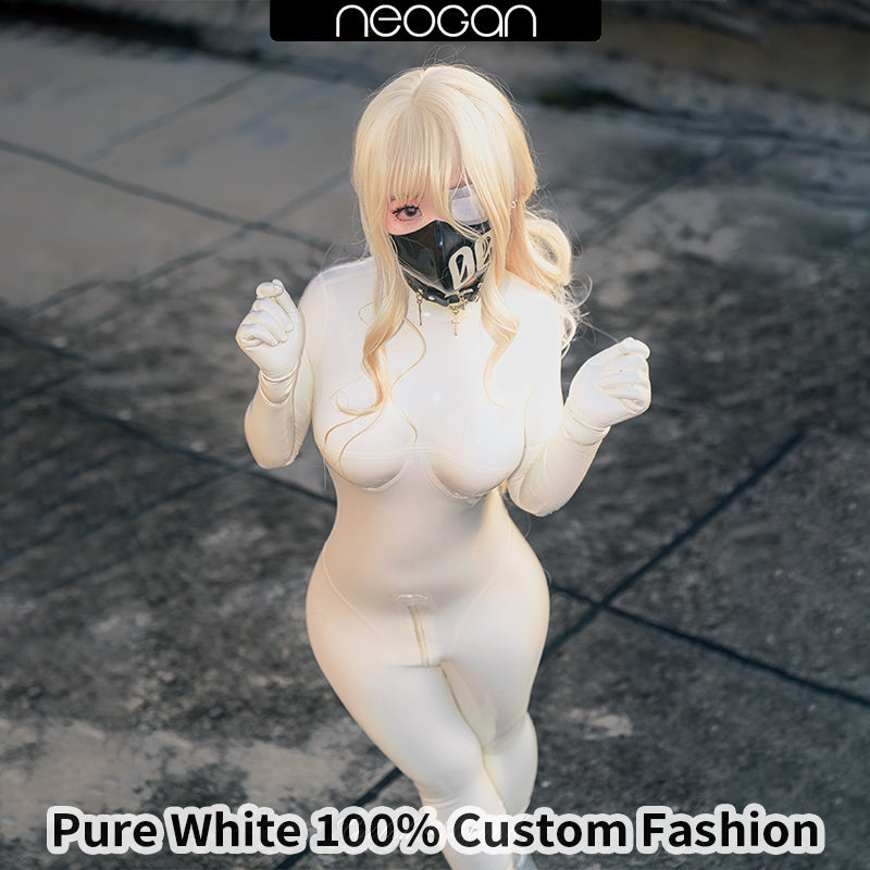 NEOGAN NW10 | Pure White 100% Custom Fashion Latex Catsuit - InTheMask by Moli's