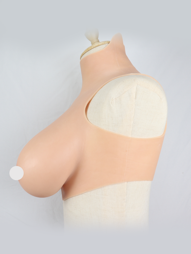 Zero Touch H Cup silicone breastplate for crossdressers, inInTheMask by MOLIS, showing realistic skin tone and smooth shape.