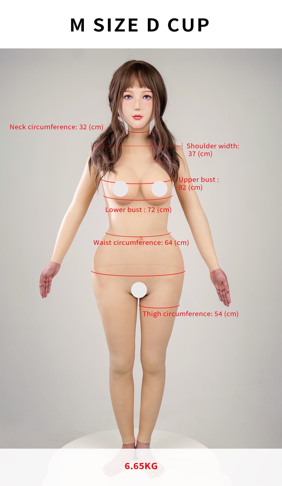 Silicone female bodysuit with arms in D cup size, featuring a Zero Touch design by Inthemask by Moli's, shown on a mannequin.