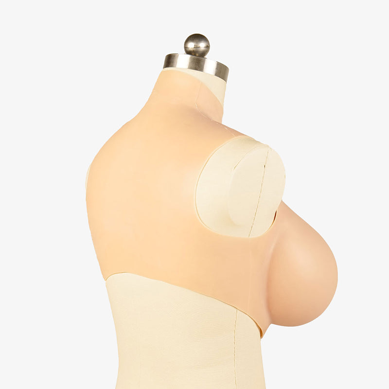 SecondFace Luxuria silicone breastplate with L cup size, realistic chest prosthetic by Inthemask by Moli's, showing detailed skin texture.