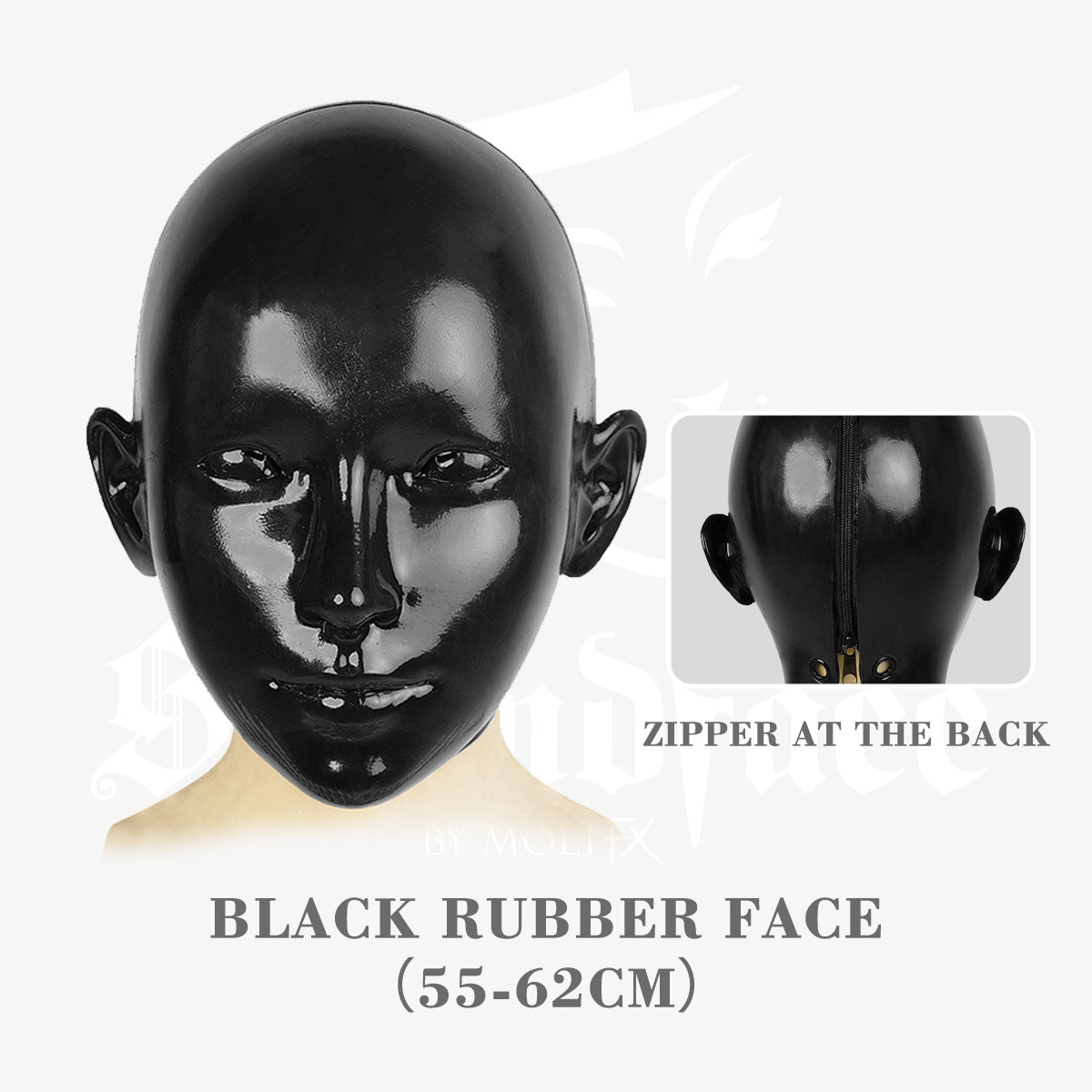 Black silicone face mask from NEOGAN x SecondFace collection, "Obsidian" style by InTheMask, featuring realistic rubber facial details.