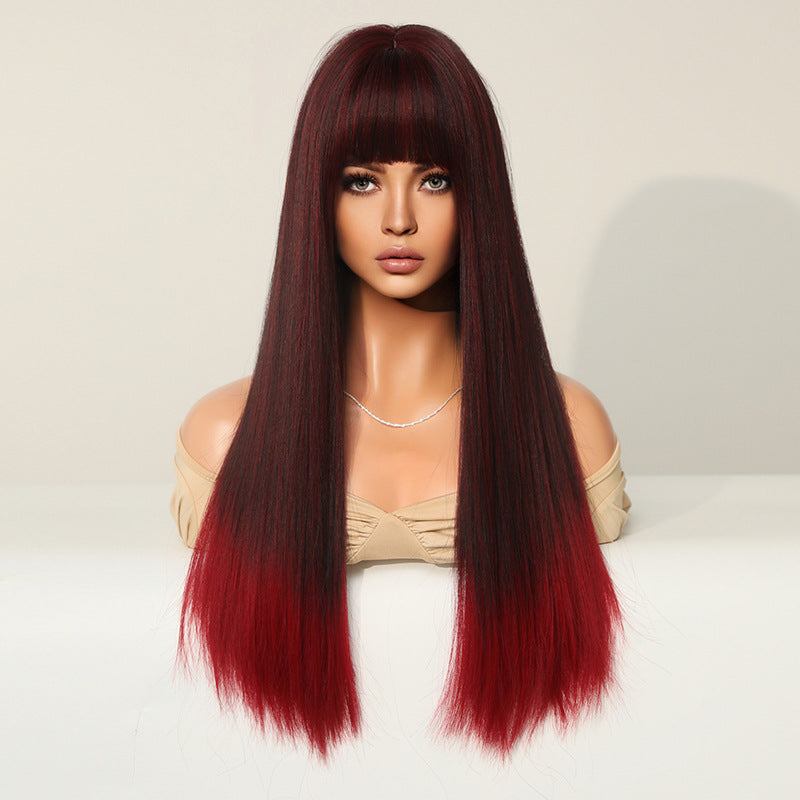 Long straight wig with gradient color from InTheMask by MOLIS, showing smooth, sleek hair with subtle color transitions.
