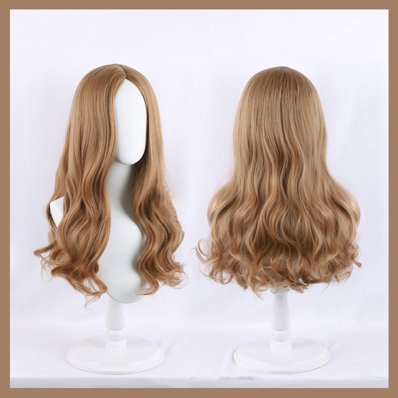 Ash blonde wavy wig with middle part from SecondFace by MoliFX, designed to resemble M3GAN, styled for a natural look.