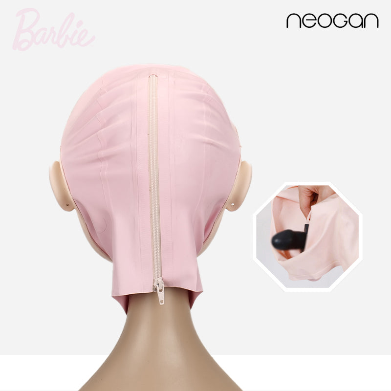 InTheMask by MOLIS Barbie doll mask with gag and latex hood, featuring detailed black and pink design and realistic textures.