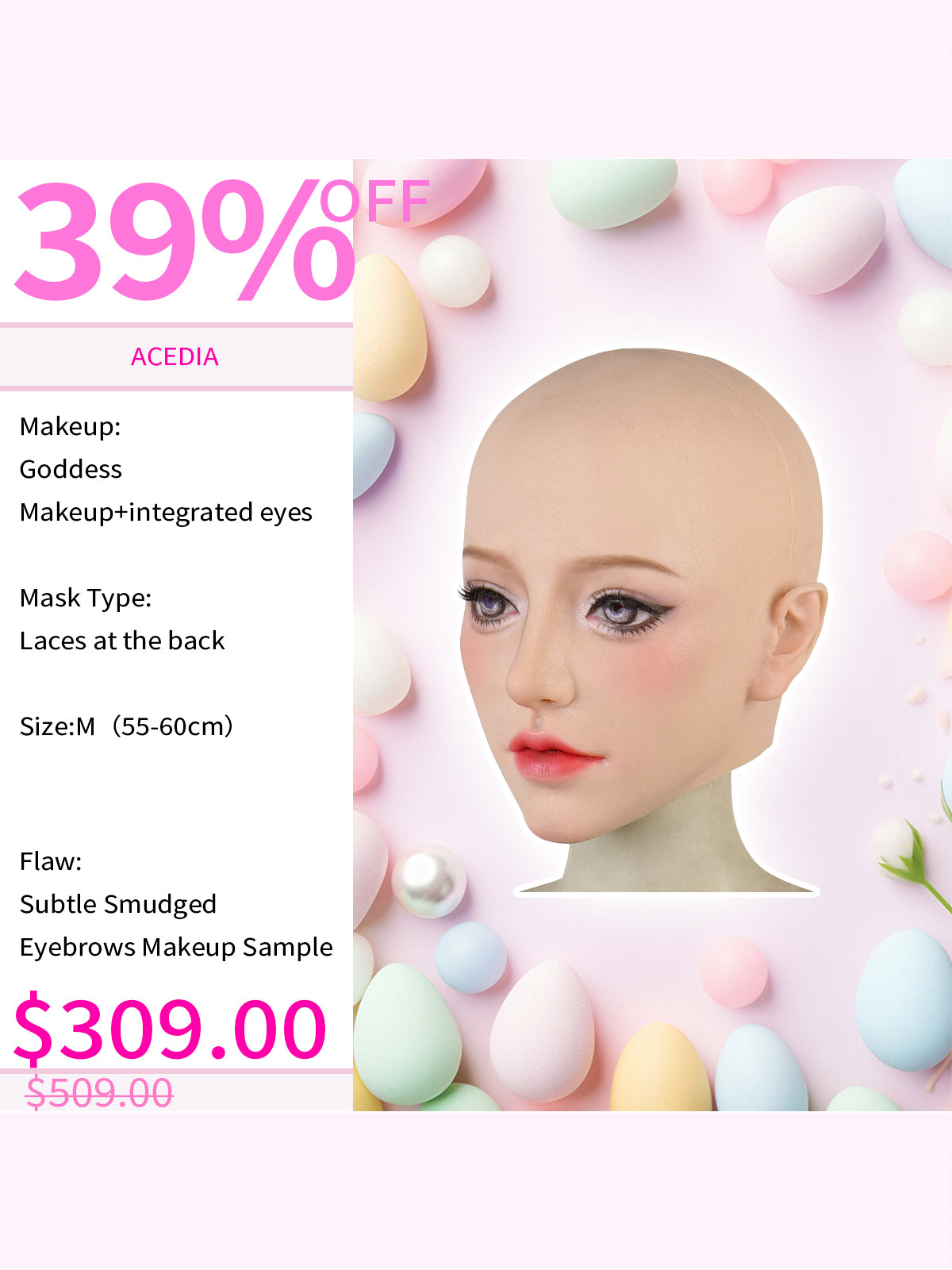 【Flash Sale 39% OFF】SecondFace by MoliFX | "Acedia The Sloth“ Special Makeup Female Mask by The 7 Deadly Sins F05S - InTheMask by Moli's