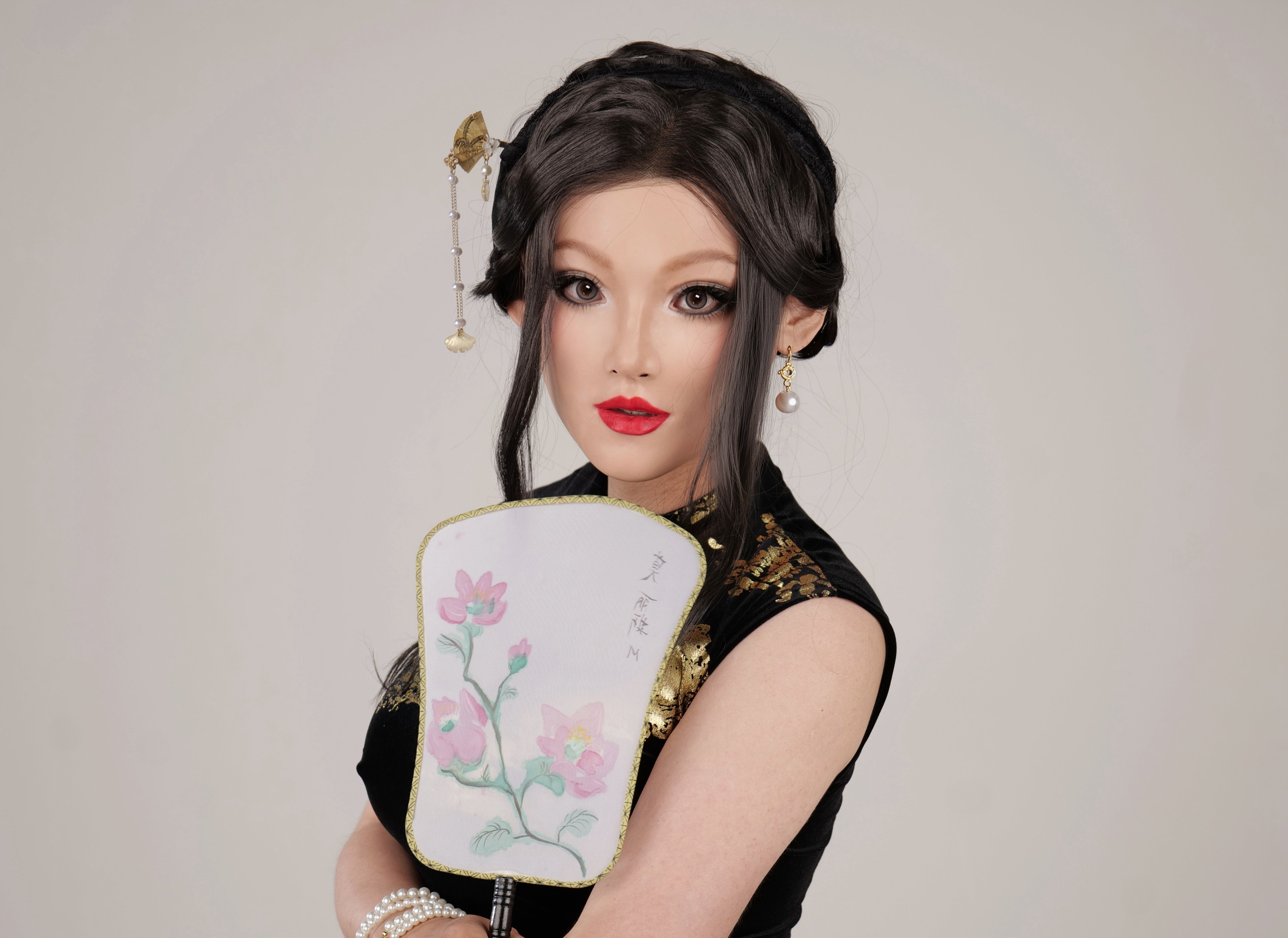 InTheMask Midnight Invidia silicone female mask by SecondFace, detailed black facial mask with realistic features.