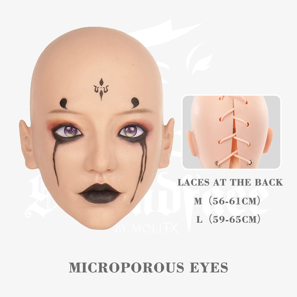SecondFace by MoliFX "Acedia The Sloth" Spider Spirit makeup, featuring dark, intricate black mask design for cosplay or themed costumes