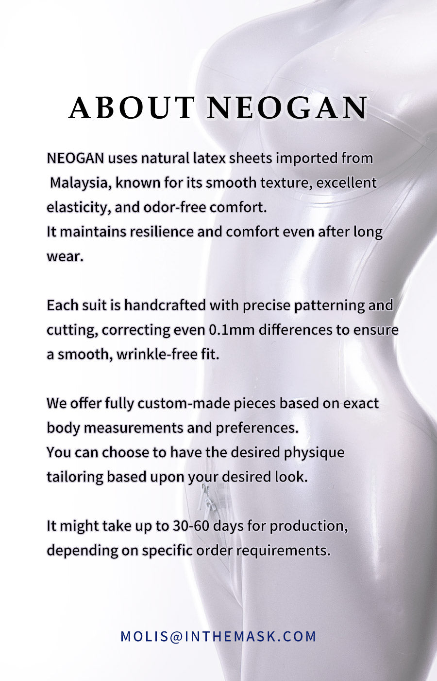 NEOGAN NW10 | Pure White 100% Custom Fashion Latex Catsuit - InTheMask by Moli's