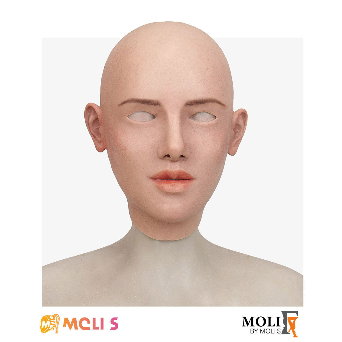 Silicone female mask named Amelia by InTheMask, featuring realistic facial details and natural skin tone from MoliFX.