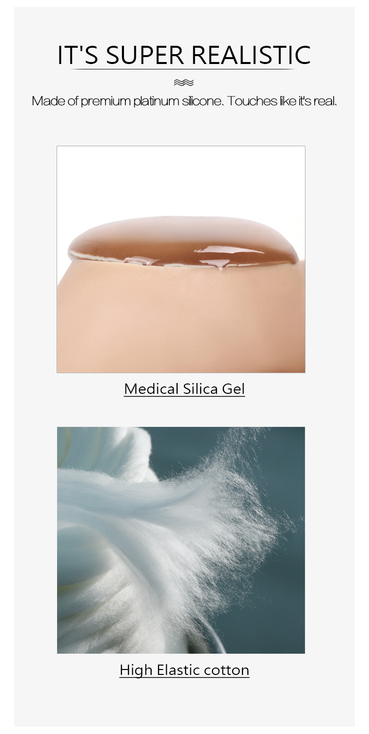InTheMask MOLIS H Cup silicone breastplate for crossdressers, showing realistic skin tone and detailed breast contour.