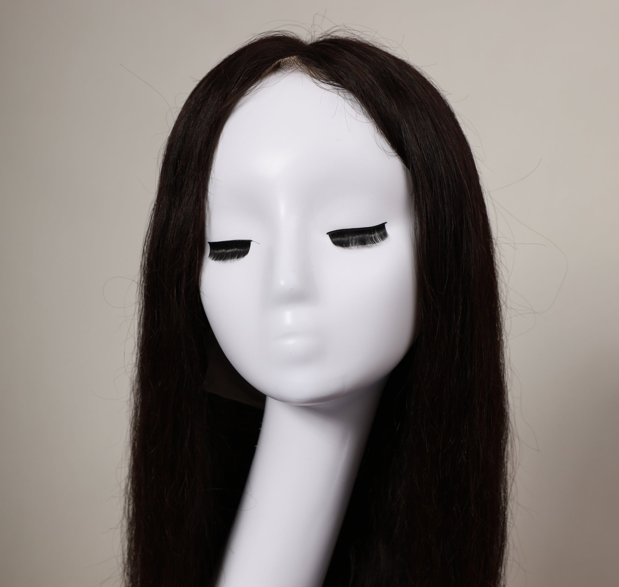 Genuine InTheMask by MOLIS full lace wig in brunette brown, 16 to 22 inches, showcasing the natural hair and lace cap.