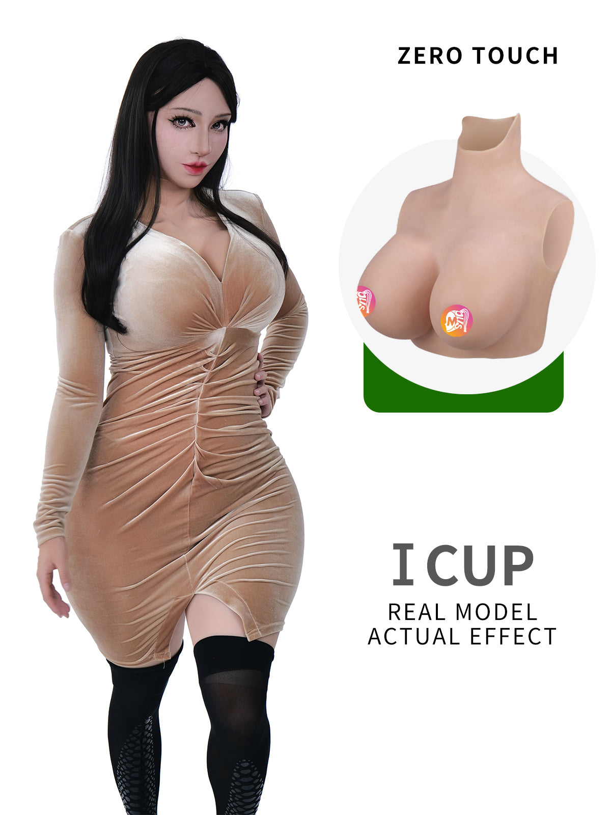 ZERO TOUCH 2 | I Cup Silicone Breastplate, Realistic MTF Breast Forms