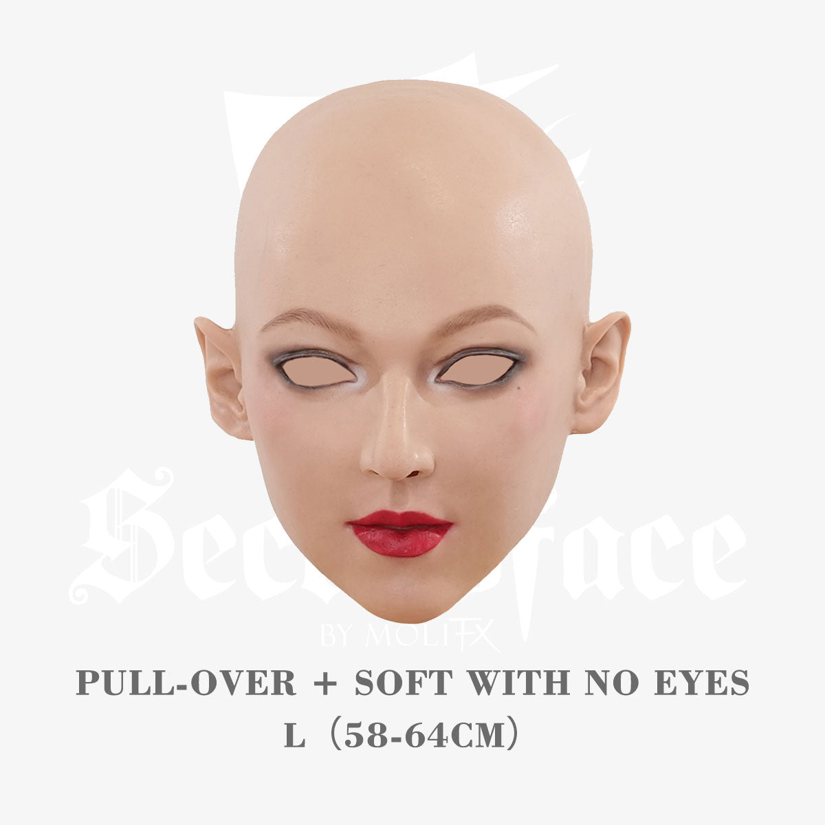 Invidia Midnight silicone female mask by InTheMask, showing detailed facial features and realistic skin texture for SecondFace collection.
