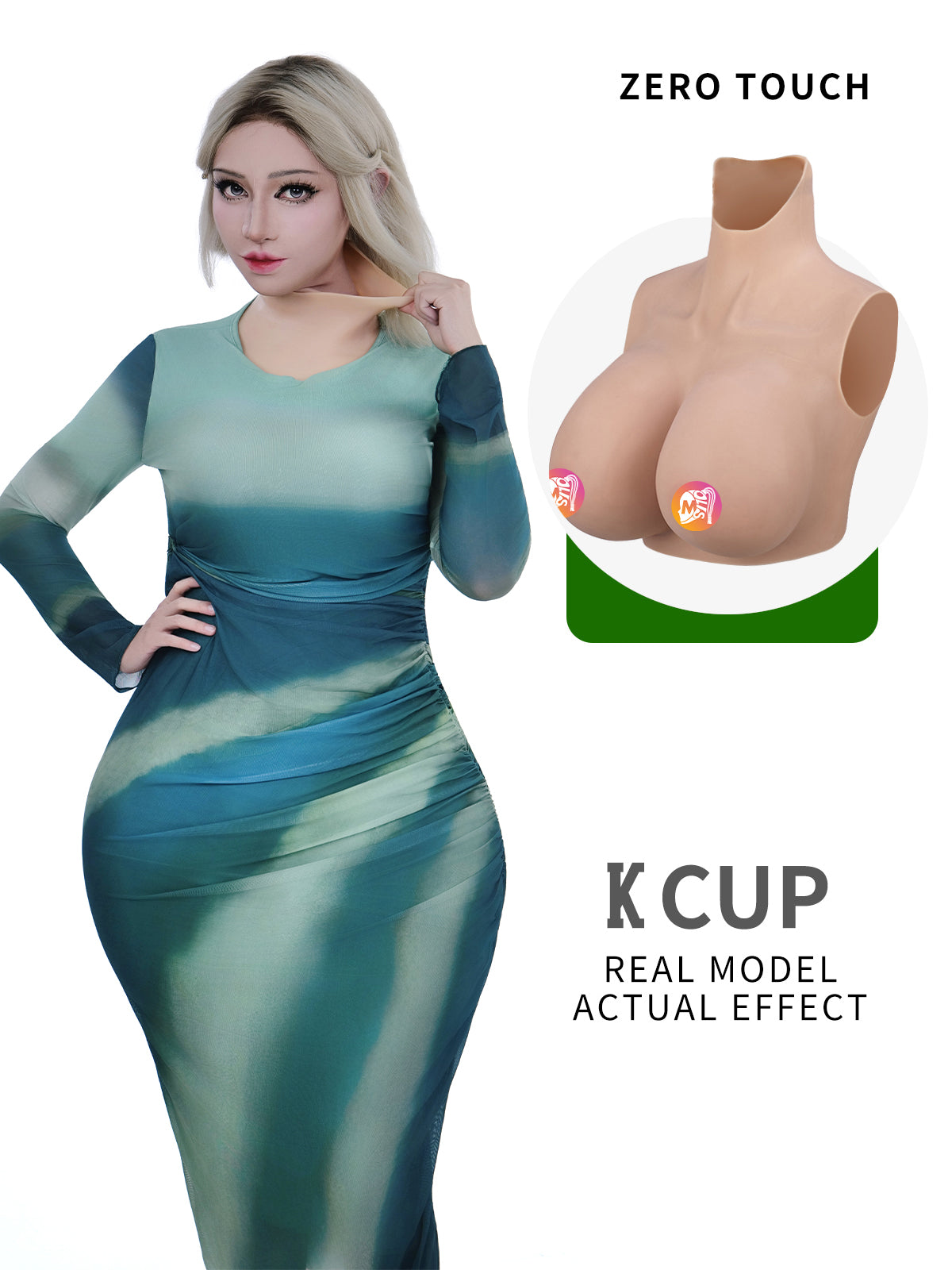 ZERO TOUCH 2 | K Cup Silicone Breastplate, Realistic Breast Forms